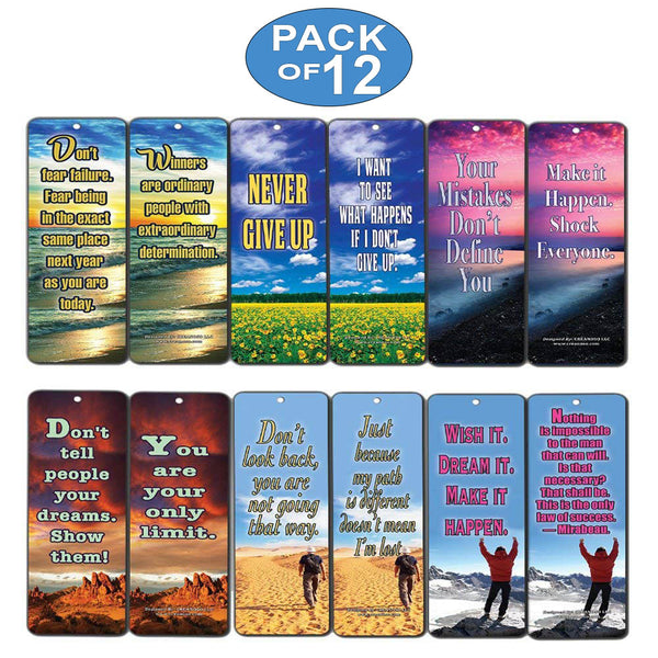Creanoso Success Inspirational Quotes Bookmarks - Never Give Up Cards Bookmarkers Card
