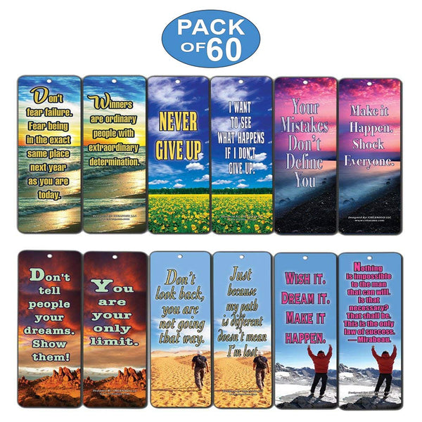 Creanoso Success Inspirational Quotes Bookmarks - Never Give Up Cards Bookmarkers Card