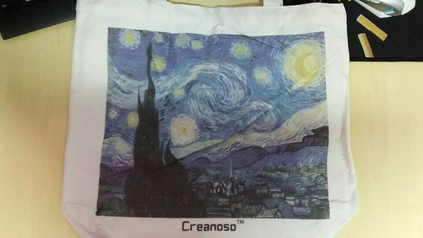 Creanoso Canvas Tote Bag Van Gogh Starry Night Ã¢â‚¬â€œ Large Polyester Cotton White Bag for Men, Women